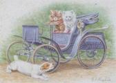 HUGHES George Frederick 1924-2004,Barking dog with cats in a carriage,Woolley & Wallis GB 2010-09-08