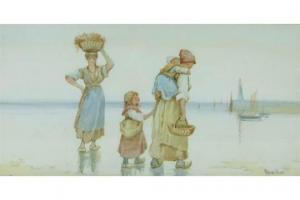 HUGHES Madeline 1814-1907,Dutch fisherfolk on the beach,Burstow and Hewett GB 2015-11-18