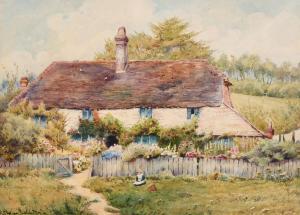 HUGHES RICHARDSON H.,A country cottage with a garden in bloom with a se,John Nicholson 2021-04-21
