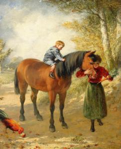 HUGHES S.G 1800-1800,Barn med häst,Stockholms Auktionsverket SE 2005-12-02