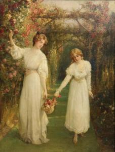 HUGHES Talbot 1869-1942,Two Young Ladies Picking Roses in an Arbor,Clars Auction Gallery 2020-06-14