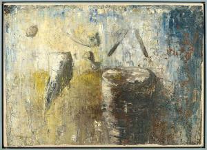 Hugo PAUWELS 1955,Composition sur fond bleu,VanDerKindere BE 2021-09-14
