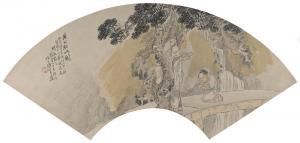 HUI AN QIAN 1833-1910,Figures in Landscape,1893,Bonhams GB 2015-12-10