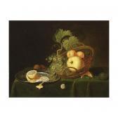 Huijgens Frans 1769,a still life with a pear, peaches and grapes in a ,Sotheby's GB 2001-11-06