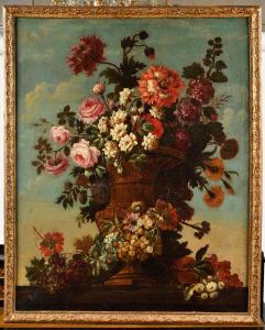 HUILLIOT Pierre Nicolas 1674-1751,Bouquet de fleurs dans un vase de bronze,Osenat FR 2022-04-30