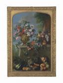 HUILLIOT Pierre Nicolas,Roses, peonies and other flowers in an urn,1742,Christie's 2014-12-04