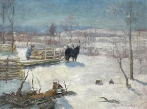 HULBERT Charles Allen 1859-1939,Logging in New England, Winter,Barridoff Auctions US 2010-08-06