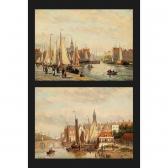 HULK John Frederick I,two views of ships in the harbour of a dutch town ,Sotheby's 2005-04-19