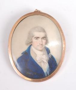 HULL Thomas,Half-length portrait of a gentleman wearing a blue,Lacy Scott & Knight 2020-03-21