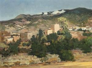 HULLENKREMER Odon 1888-1978,Camino Rancheros Toward Espanola,1948,Santa Fe Art Auction US 2020-11-14