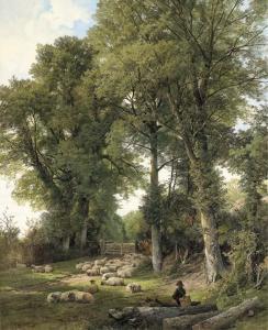 HULME Frederick William,Sheep resting in a woodland glade, a traveller loo,Christie's 2002-11-26