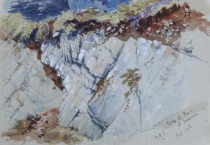 HULME Frederick William 1816-1884,study of rock at Bowness,1846,Burstow and Hewett GB 2023-01-25