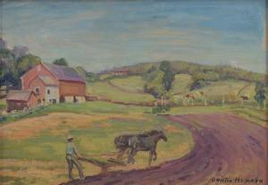 HUMANN O. Victor 1874-1951,Plowing the fields,Eldred's US 2018-05-19
