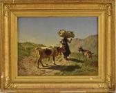 HUMBERT Charles 1813-1881,The Mountain Shepherd, with cow and,1864,Bamfords Auctioneers and Valuers 2019-02-20