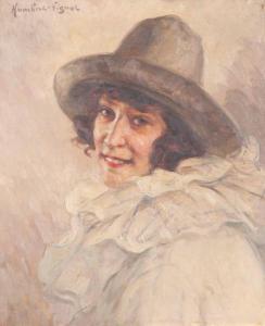 HUMBERT VIGNOT Leonie 1878-1960,Portrait d'une élégante au chapeau,Mercier & Cie FR 2017-06-25