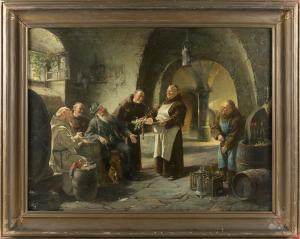 HUMBORG Adolf 1847-1921,Monks serving a traveler.,Eldred's US 2020-05-14