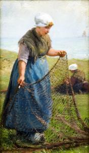 HUME Edith 1832-1926,Fisherwoman Inspecting the Nets,Rowley Fine Art Auctioneers GB 2016-02-23