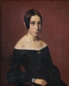 HUNAEUS Andreas Herman 1814-1866,Portrait einer jungen Frau,Stahl DE 2019-06-15