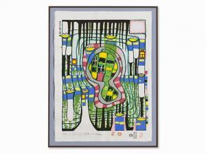 HUNDERTWASSER Friedensreich 1928-2000,Concentric Square with Lips,1989,Auctionata DE 2016-09-30