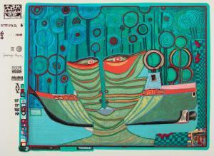 HUNDERTWASSER Friedensreich 1928-2000,Kolumbus Regentag in Indien,1971-72,Bruun Rasmussen 2024-04-16