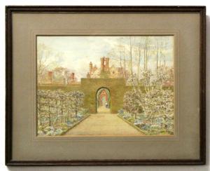 HUNN Tom 1878-1908,Country House garden scene with figure,Keys GB 2019-11-26