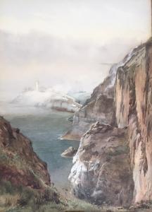 HUNT Arthur Ackland 1800-1900,THE SOUTH STACK, NEAR HOLYHEAD,1900,Lawrences GB 2018-10-12