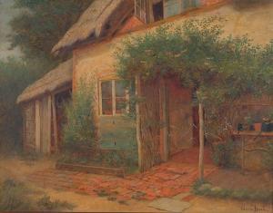 HUNT Claude 1800-1900,a thatched cottage with geraniums in the window,Bonhams GB 2004-03-29