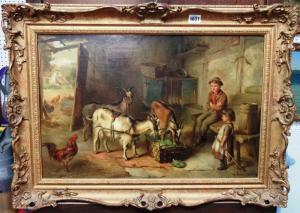 HUNT Claude,Children and goats in a barn interior,1909,Bellmans Fine Art Auctioneers 2016-11-29