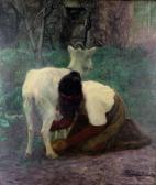 HUNT Clyde du Vernet 1862-1941,Slave Girl attending to a Goat,Fonsie Mealy Auctioneers IE 2018-07-10