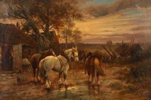 HUNT Edwin,Draft horses in a village,John Moran Auctioneers US 2017-05-23