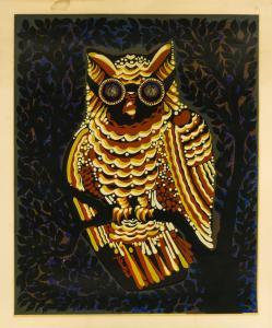 HUNT Peter 1898-1969,a perched owl,Eldred's US 2018-11-16