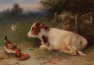 HUNT Walter 1861-1941,Calf and chickens,1911,Bonhams GB 2024-03-13