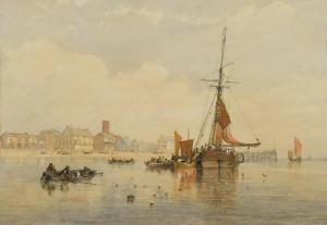 HUNT William Howes 1806-1879,Great Yarmouth from the sea,Cheffins GB 2018-09-12