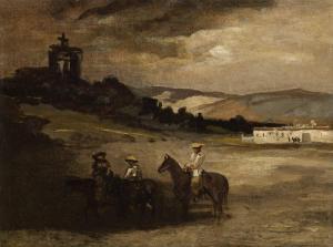 HUNT William Morris 1824-1879,Old Mexico (Scene in Mexico, Three Horsemen in F,1875,Swann Galleries 2023-09-21