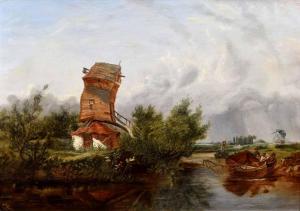 HUNT William 1800-1800,River scene with windmill,1849,Peter Wilson GB 2017-11-22