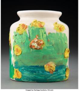 HUNTER Clementine 1887-1988,Mustard Jar with Flowers,1970,Heritage US 2024-03-13