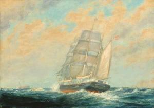 HUNTER Frederick Leo 1858-1943,Ship at sea - The Whaling Bark "Wanderer"  s ,John Moran Auctioneers 2004-02-17
