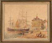 HUNTER Frederick Leo 1858-1943,The Old East India Wharf,1881,Eldred's US 2017-08-04