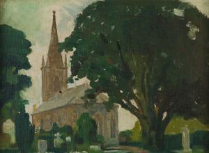 HUNTER John Frederick 1893-1951,TREES BY THE CHURCH,Ross's Auctioneers and values IE 2024-03-20