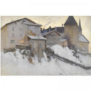 HUNTER John Young 1874-1955,KITZBUHL IN THE SNOW, AUSTRIA,Sotheby's GB 2008-12-09