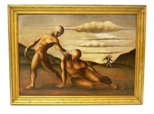 HUNTER JONES Garfield 1925-1994,four male figures in surrealistic landscape setti,Winter Associates 2014-10-06