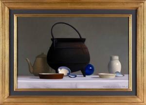 HUNTER Robert Douglas 1928-2014,Large Black Kettle in Still Life,Eldred's US 2022-08-17