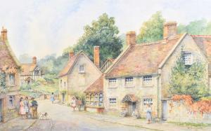 HUNTINGTON W,A Cotswold village scene with figures,Peter Wilson GB 2023-03-23
