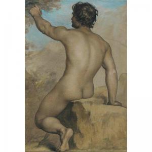 HUOT Adolphe Joseph,seated male nude seen from the back, study of a fe,Sotheby's 2002-10-29