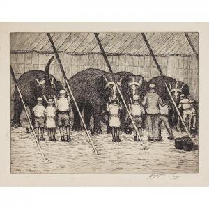 HURLEY Edward Timothy 1869-1950,Circus Scene with Elephants,1936,Treadway US 2015-12-05