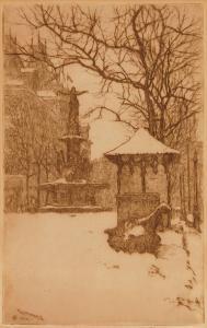 HURLEY Edward Timothy 1869-1950,The Fountain- Snow,1934,Rachel Davis US 2023-08-05