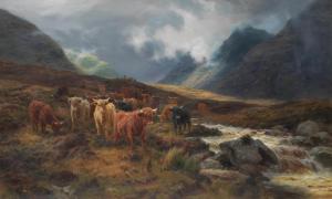 HURT Louis Bosworth 1856-1929,Cattle driven through a highland glen,1892,Bonhams GB 2024-03-20