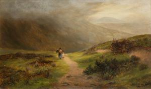HURT Louis Bosworth,Highland landscapes with a figure fishing in a riv,1879,Rosebery's 2024-02-27