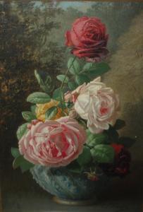 HURTEN Karl Ferdinand 1818,Still life study of roses in a vase,Cuttlestones GB 2019-09-12