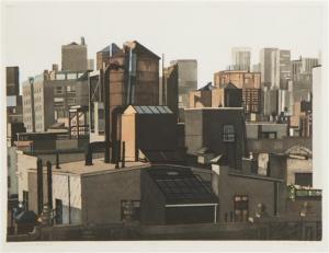 HURWITZ Sidney 1932,Roofscape New York II,1985,Hindman US 2015-06-24